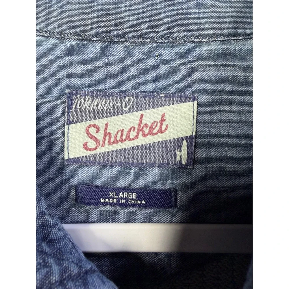 Johnnie-O Shacket Mens XL Blue Quilted Diamond Cotton Shirt Jacket Outdoors